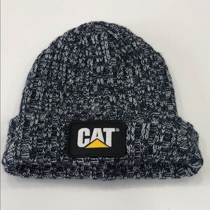 Caterpillar Ribbed Knit Beanie – Navy Blue & White – Unisex